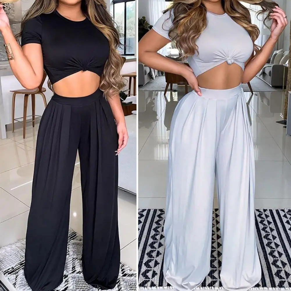 2 Pcs/Set Casual Breathable O Neck Pleated High Waist Women Crop Top Pants Set Tops Trousers Suit Female Garment
2 Pcs/Set Casual Breathable O Neck Pleated High Waist Women Crop Top Pants Set Tops Trousers Suit Female Garment