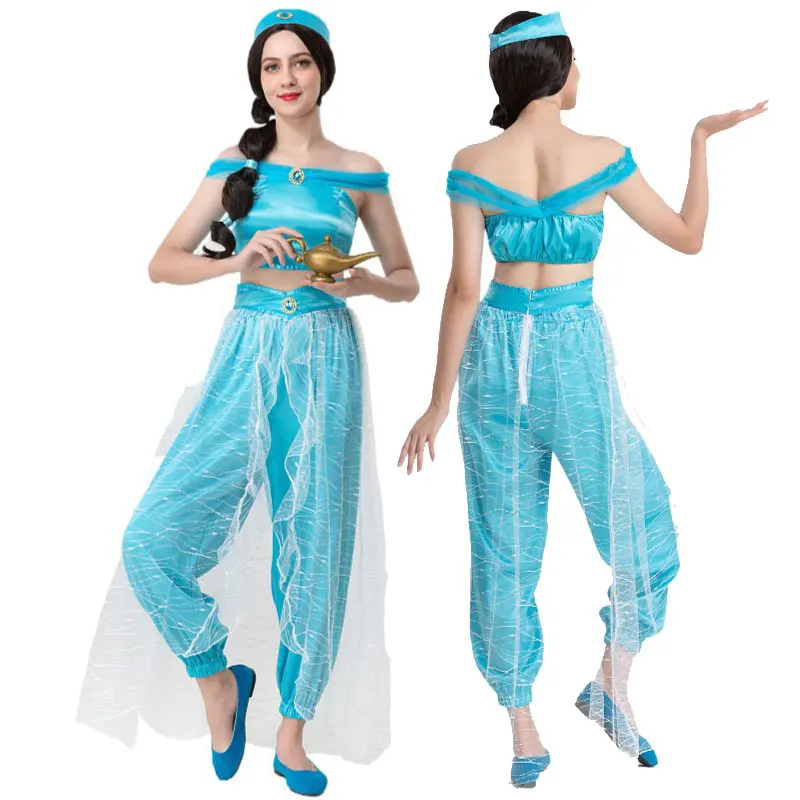 

Women Girl Sexy Goddess Jasmine Princess Dress Purim Halloween Carnival Costume Belly Dancer Anime Aladdin Lamp Cosplay Clothing