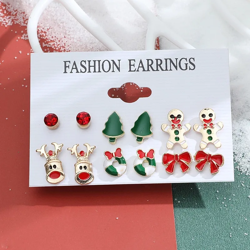 New Christmas Stud Earrings Set Fashion Cartoon Elk Cane Christmas Tree Earrings Decorations Jewelry Wholesale
New Christmas Stud Earrings Set Fashion Cartoon Elk Cane Christmas Tree Earrings Decorations Jewelry Wholesale