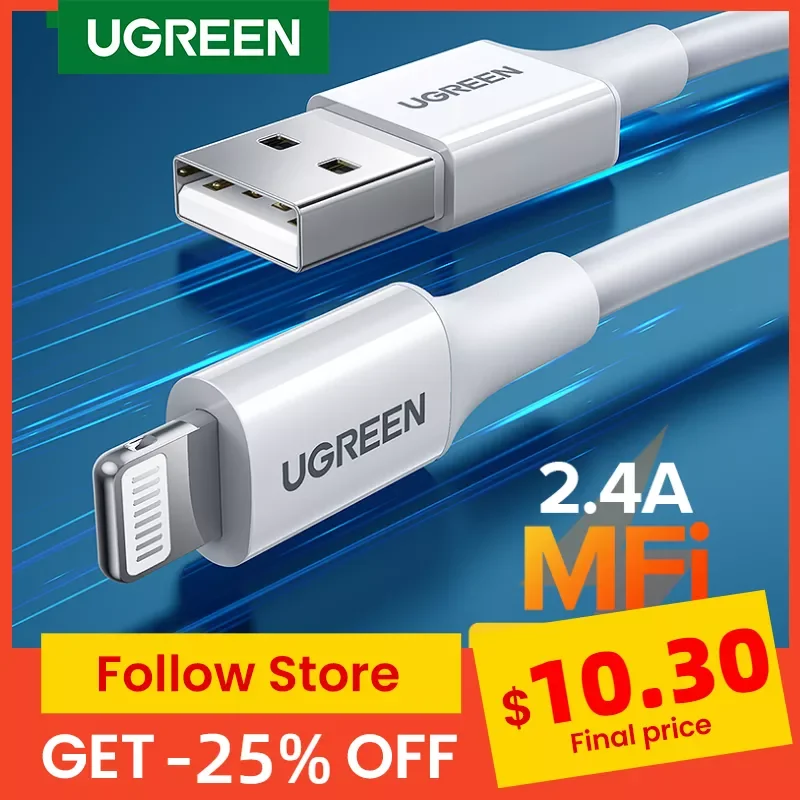 USB-кабель UGREEN для iPhone 13/12/11 Pro Max MFi 2,4 А, кабель для быстрой зарядки и передачи данных для iPhone, зарядное устройство с USB на Lightning
USB-кабель UGREEN для iPhone 13/12/11 Pro Max MFi 2,4 А, кабель для быстрой зарядки и передачи данных для iPhone, зарядное устройство с USB на Lightning