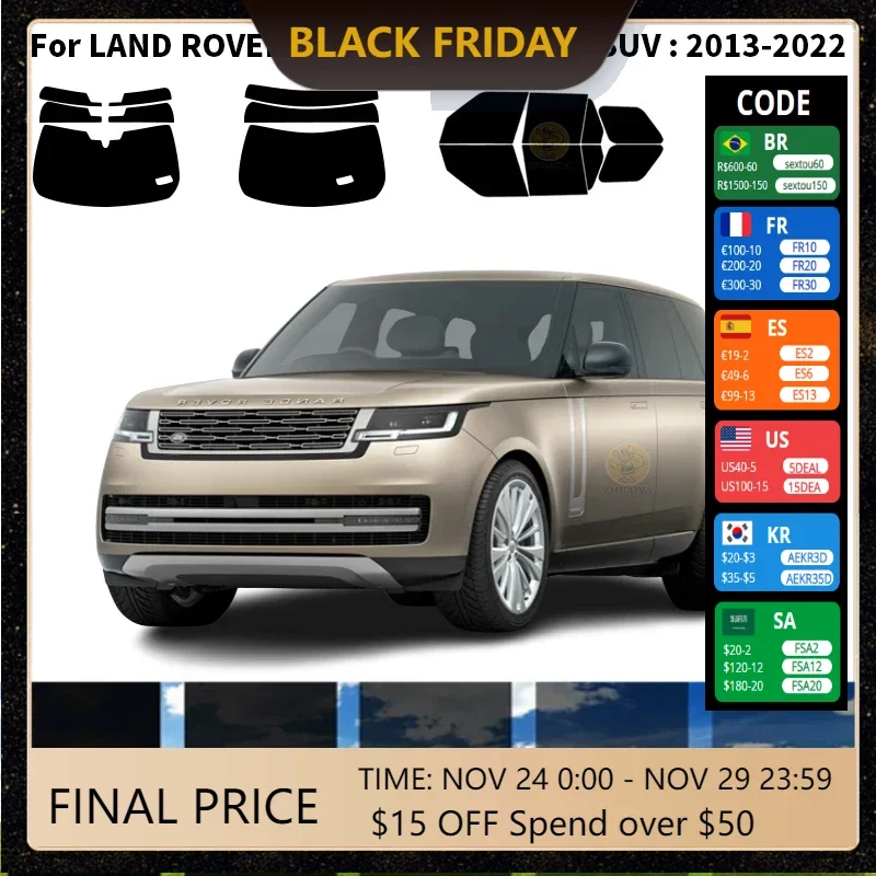 Precut nanoceramics car UV Window Tint Kit Automotive Window Film For LAND ROVER RANGE ROVER 4 DR SUV 2013-2022
Precut nanoceramics car UV Window Tint Kit Automotive Window Film For LAND ROVER RANGE ROVER 4 DR SUV 2013-2022