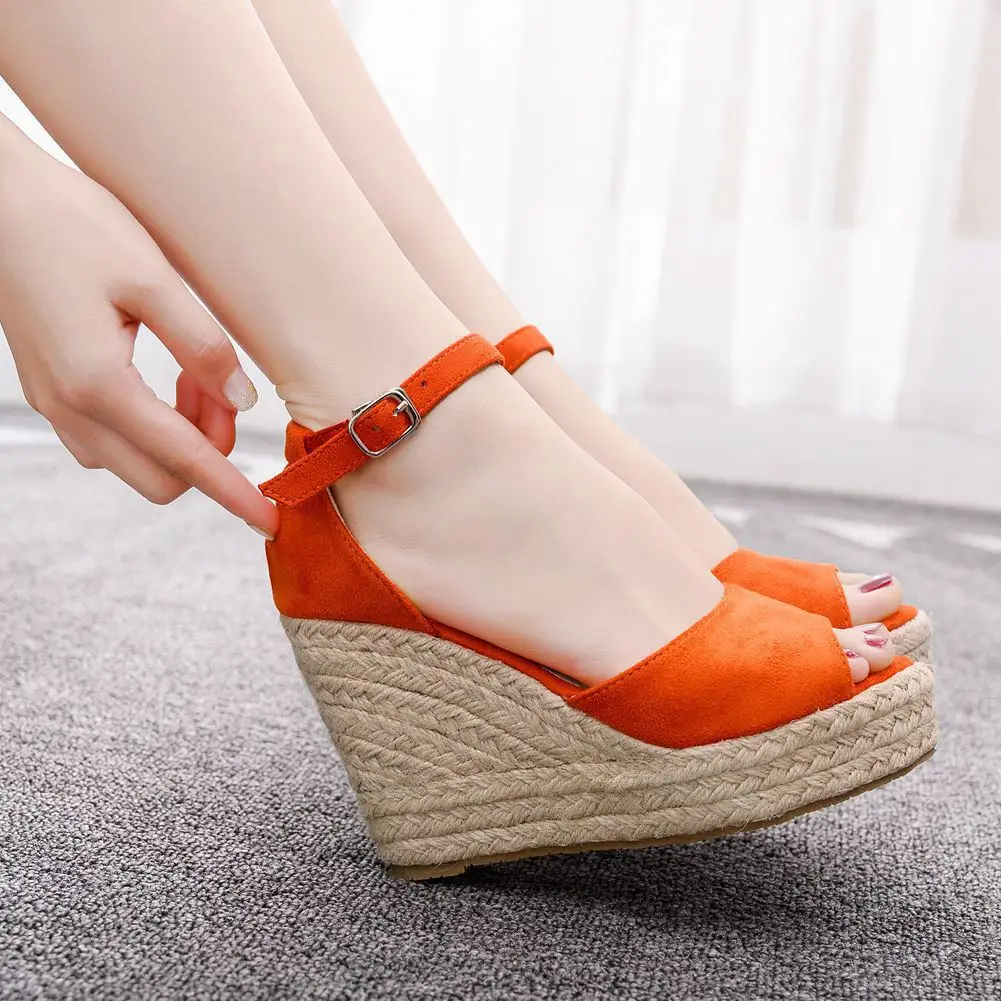 2022 Wedges Shoes for Women's Retro Open Toe Ankle Platform Beach White Sandals Plus Size 44 Weave High Heels Buckle-Strap Roman
2022 Wedges Shoes for Women's Retro Open Toe Ankle Platform Beach White Sandals Plus Size 44 Weave High Heels Buckle-Strap Roman