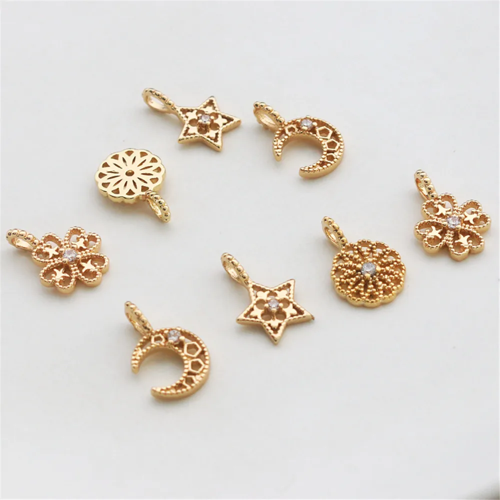 14k gold accessories zircon Chinese wind moon five-pointed star bow lace flower 10mm handmade material pendant
14k gold accessories zircon Chinese wind moon five-pointed star bow lace flower 10mm handmade material pendant