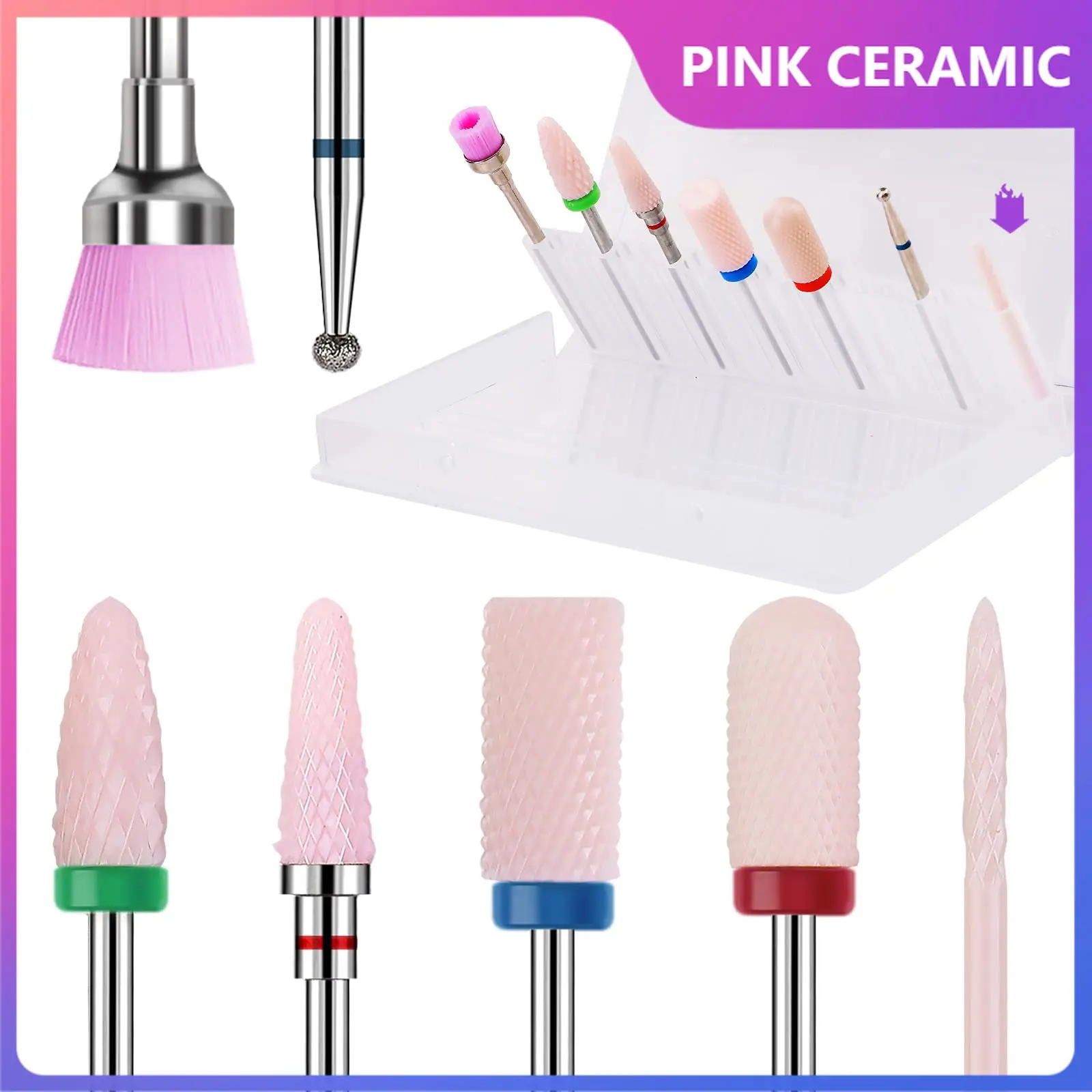 Pink Ceramic Nail Drill Bits Set 3/32’’ Rotary Burr Efile Bit with Sorage Holder for Professional Acrylic Nail Gel Cuticle Clean
Pink Ceramic Nail Drill Bits Set 3/32’’ Rotary Burr Efile Bit with Sorage Holder for Professional Acrylic Nail Gel Cuticle Clean