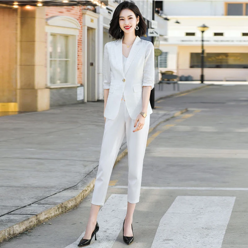 High Quality Women Suit Pants 2 Piece Office Workwear 2022 Summer New Fashion Professional Temperament Slim Plaid Female Jacket
High Quality Women Suit Pants 2 Piece Office Workwear 2022 Summer New Fashion Professional Temperament Slim Plaid Female Jacket