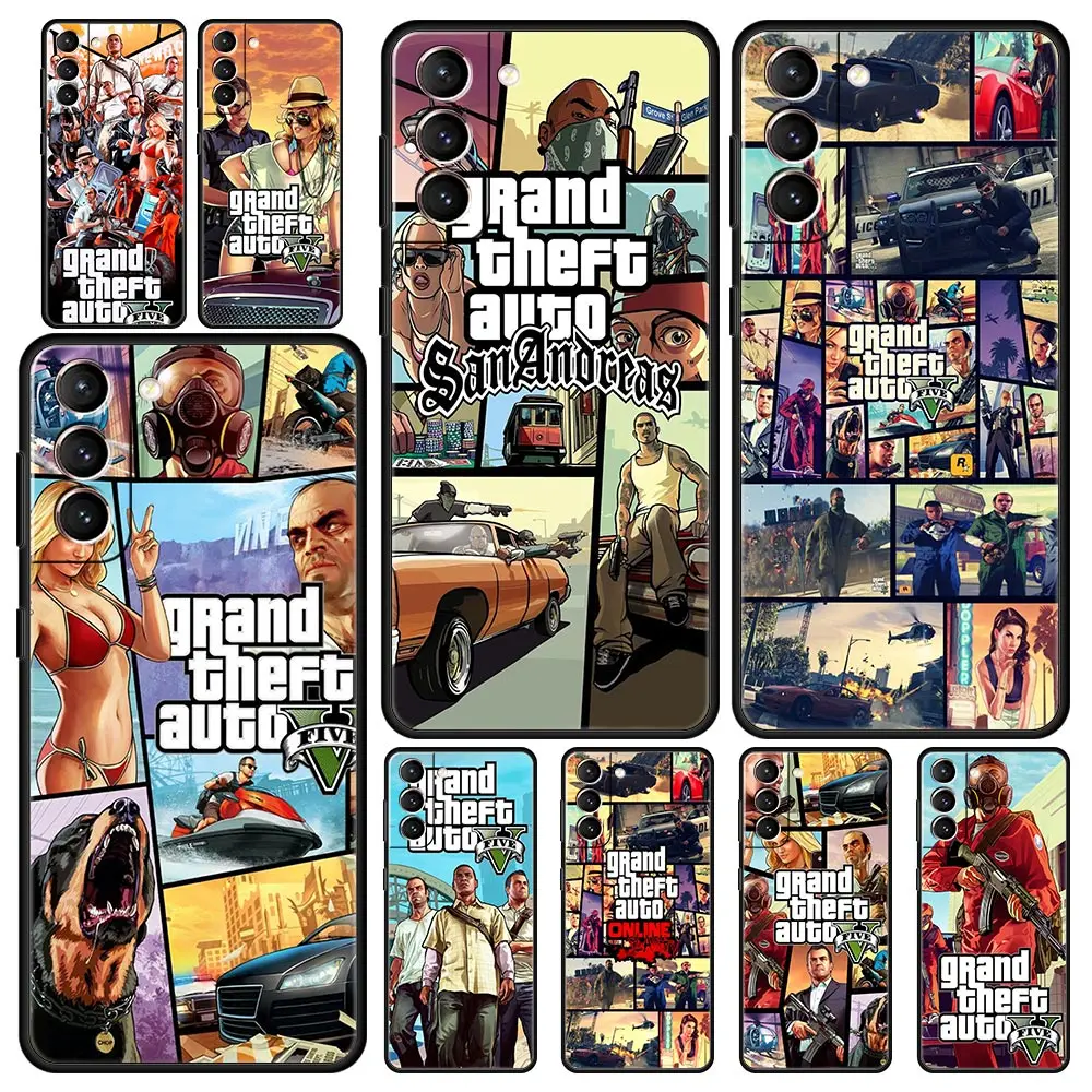 

Rockstar gta 5 Grand Theft Auto Soft Phone Case For Samsung Galaxy S23 S22 S20 Ultra S21 FE 5G S10 S9 Plus S10E S8 Note 20 Cover