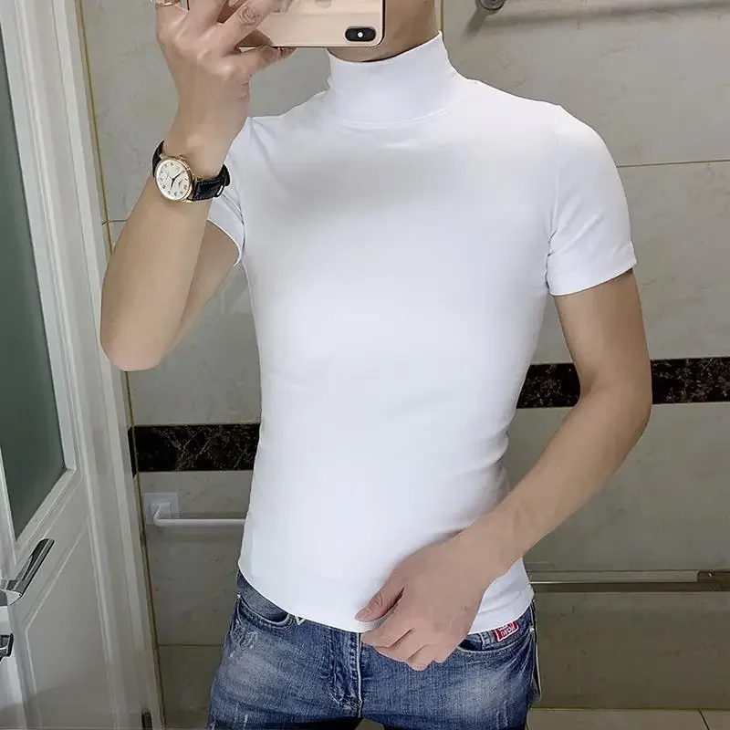 2023 New Arrival Men's High Neck Solid Color Base Shirt Korean Slim Fit Stand Collar Tight Fashion Casual Short Sleeve T-Shirt
2023 New Arrival Men's High Neck Solid Color Base Shirt Korean Slim Fit Stand Collar Tight Fashion Casual Short Sleeve T-Shirt