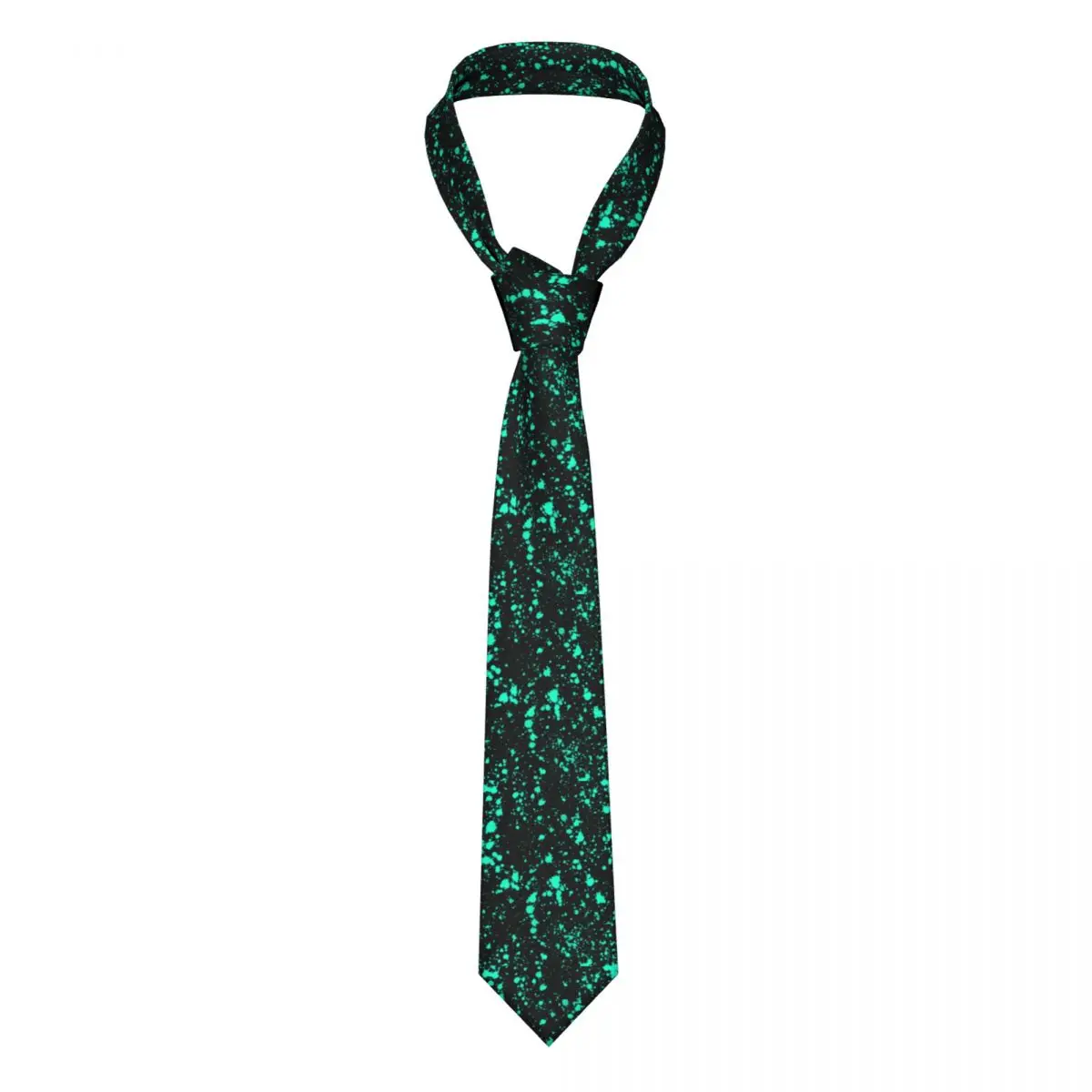 

Mint Paint Splatter Tie Artistic Splash Office Polyester Silk Neck Ties For Man Accessories Shirt Fashion Cravat