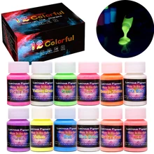 12 Bottle/Set Glow In The Dark Luminous Pigment Party DIY Non-Toxic For Paint Nails Resin Makeup Body Painting Decoration