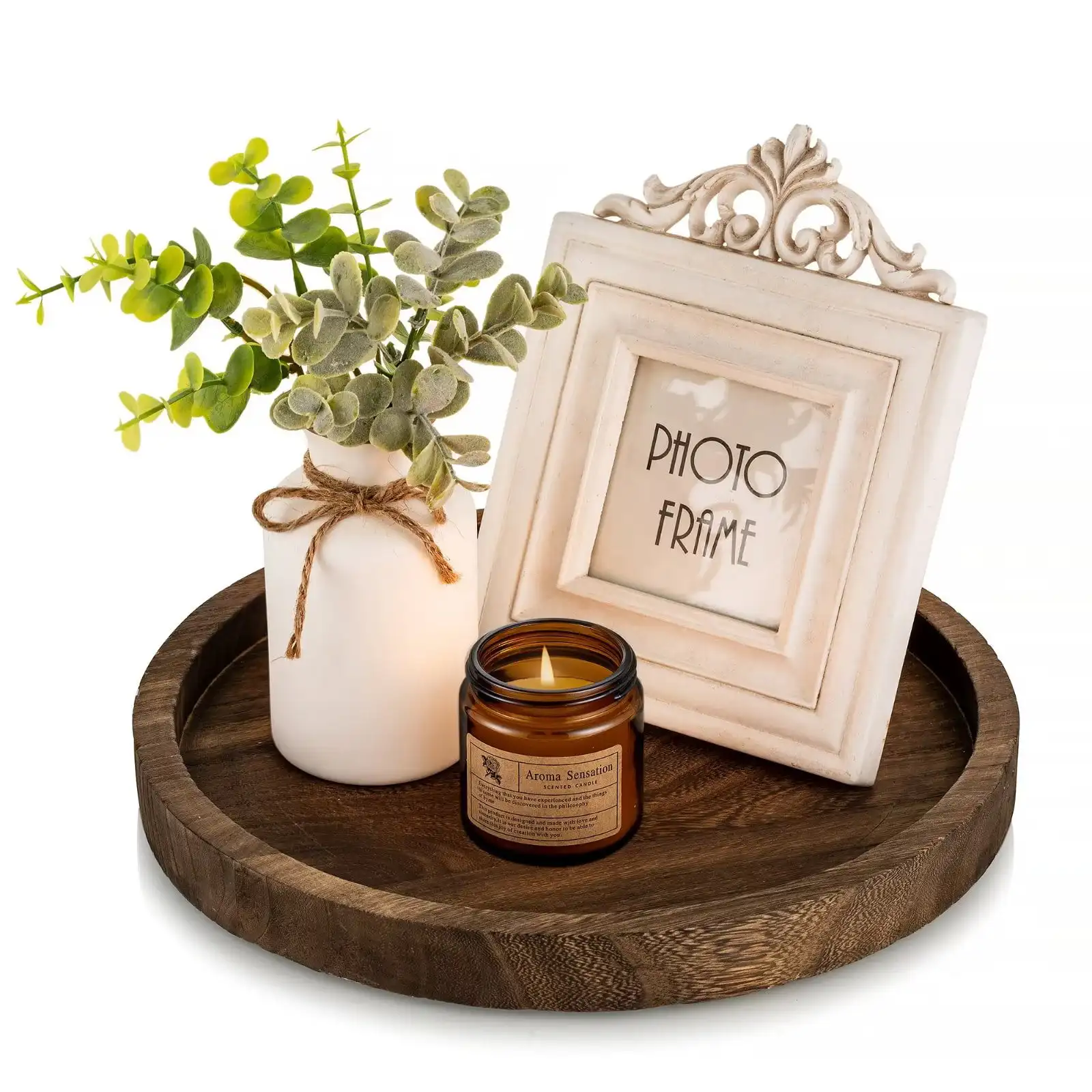 Farmhouse Serving Tray for Rustic Home Kitchen Coffee Table Bathroom Decor Round Wooden Decorative Tray Table Centerpiece for Di
Farmhouse Serving Tray for Rustic Home Kitchen Coffee Table Bathroom Decor Round Wooden Decorative Tray Table Centerpiece for Di