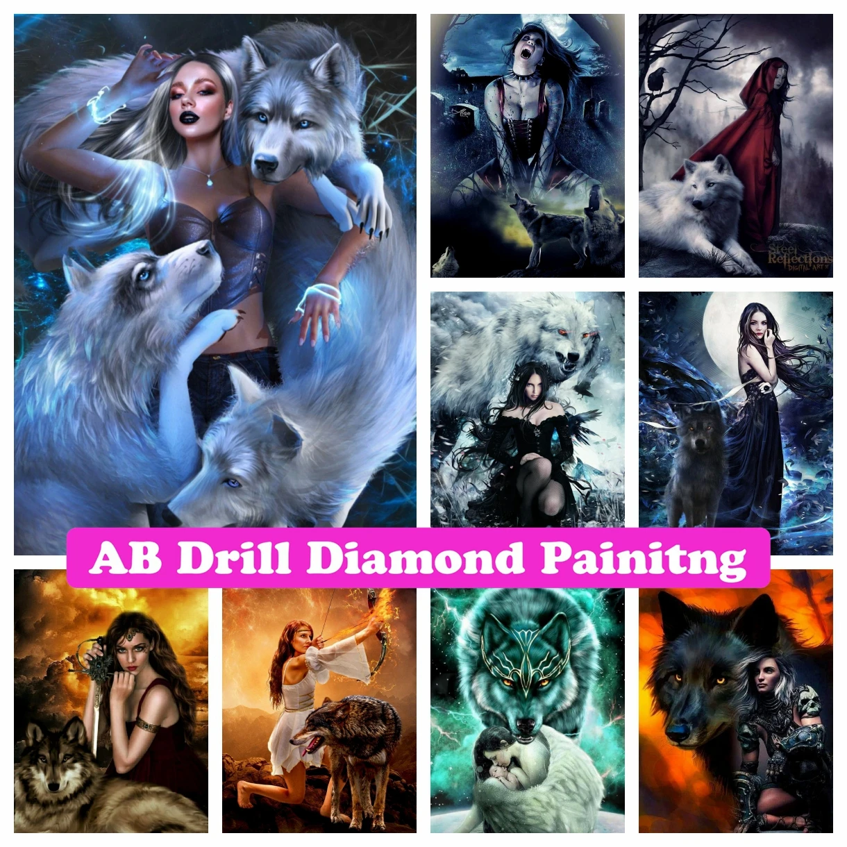 Grey Wolf and Girl 5D DIY AB Drills Diamond Painting Embroidery Fantasy Gothic Animal Cross Stitch Rhinestone Mosaic Home Decor
Grey Wolf and Girl 5D DIY AB Drills Diamond Painting Embroidery Fantasy Gothic Animal Cross Stitch Rhinestone Mosaic Home Decor