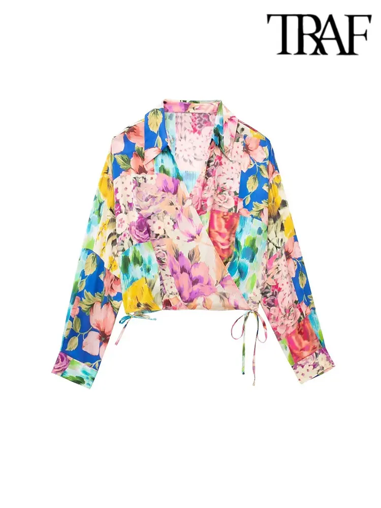 TRAF Summer Thin Satin Floral Print Women Casual Blouse Long Sleeve V Neck Wrap Lace-Up Slim Shirt Female Crop Top
TRAF Summer Thin Satin Floral Print Women Casual Blouse Long Sleeve V Neck Wrap Lace-Up Slim Shirt Female Crop Top
