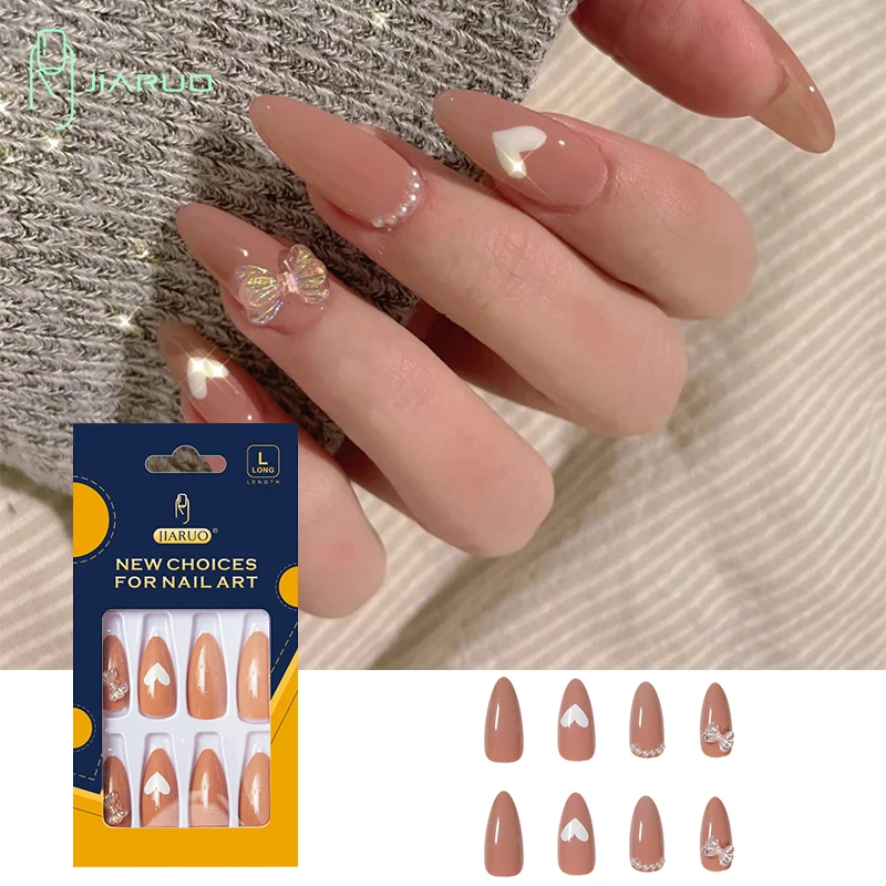 JIARUO 24PCS/BOX Long Water Droplets Press on Nails False Nail Art Y2k Milk Tea Color Bow Heart Pearl Pointed Temperament Nails
JIARUO 24PCS/BOX Long Water Droplets Press on Nails False Nail Art Y2k Milk Tea Color Bow Heart Pearl Pointed Temperament Nails