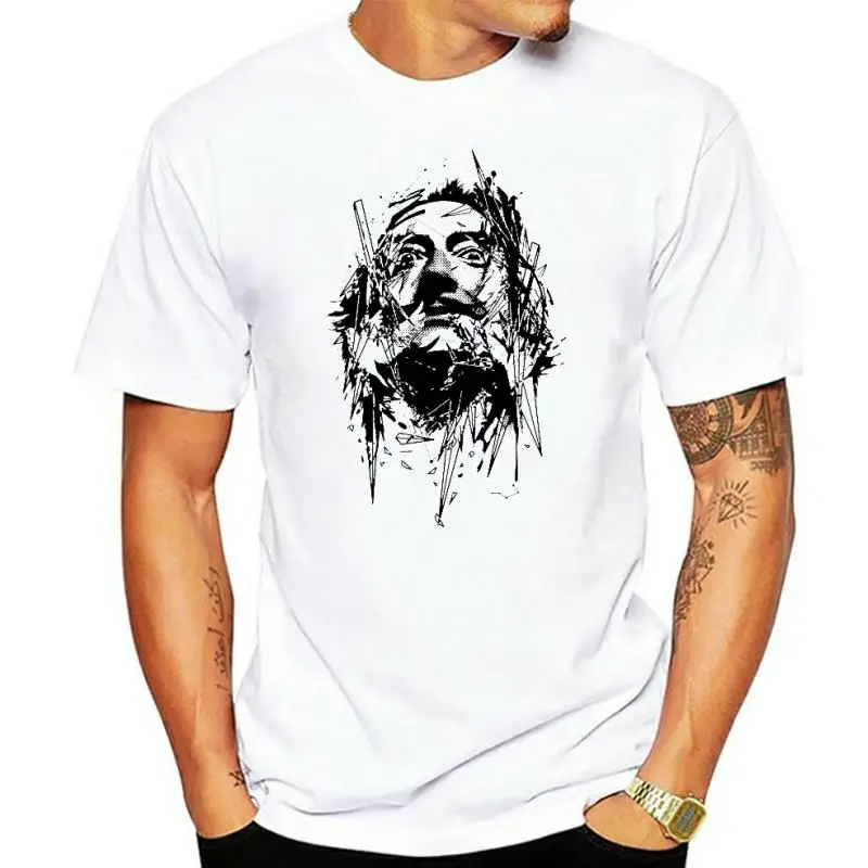 

Мужская хипстерская футболка Dali из 100% хлопка, модная футболка с принтом грустного мужчины, Повседневная графическая футболка с круглым выр...