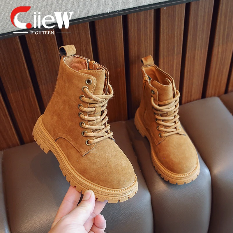 

Size 26-36 Kids Short Boots Good-looking Girls Casual Shoes Lace-up Sneaker Boy Child Bend Well Children Shoes chaussure fille