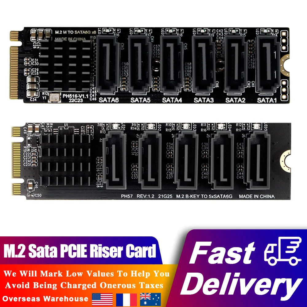 M.2 Sata PCIE Riser Card 5/6 Port M-KEY/B-Key PCIE3.0 PCI Express To SATA 3.0 6Gbps Expansion Card NAS ASM1166 JMB575 Adapter
M.2 Sata PCIE Riser Card 5/6 Port M-KEY/B-Key PCIE3.0 PCI Express To SATA 3.0 6Gbps Expansion Card NAS ASM1166 JMB575 Adapter