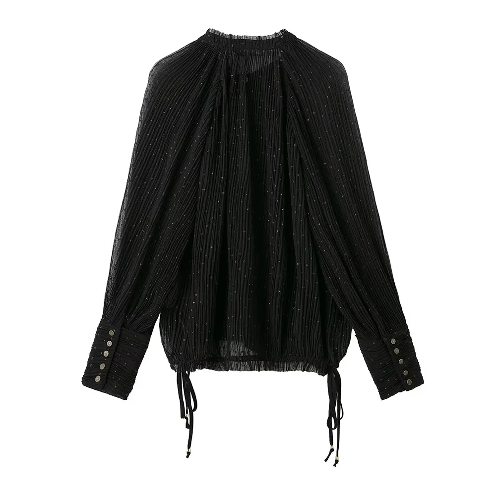 PB&ZA Fashion Woman Blouses 2022 Elegant Gauze Translucent Black Folded O-Neck Shirts Luxury Long Sleeve Female Loose 2731294
PB&ZA Fashion Woman Blouses 2022 Elegant Gauze Translucent Black Folded O-Neck Shirts Luxury Long Sleeve Female Loose 2731294