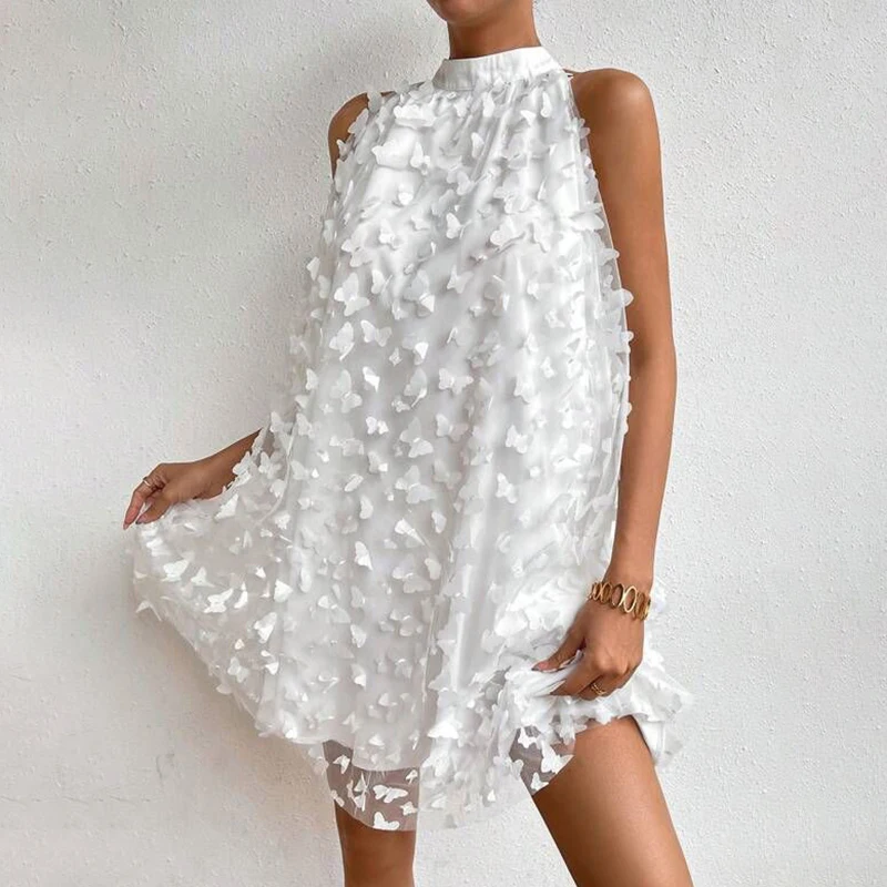 Chic Loose Halter Party Dress Sexy Solid Color Applique Butterfly Big Hem Dresses 2023 Ladies Liner Mesh Short Dress For Women
Chic Loose Halter Party Dress Sexy Solid Color Applique Butterfly Big Hem Dresses 2023 Ladies Liner Mesh Short Dress For Women