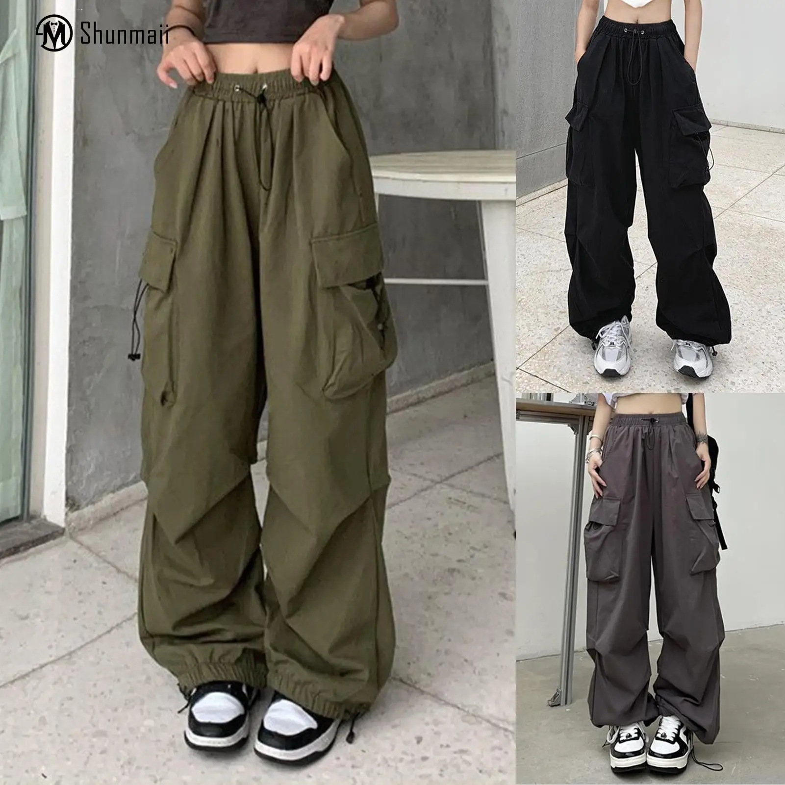 Y2k Loose Cargo Pants American Style Women Wide Leg Cargo Pants Elastic Waist Vintage with Pockets Solid Color Fashion Dailywear
Y2k Loose Cargo Pants American Style Women Wide Leg Cargo Pants Elastic Waist Vintage with Pockets Solid Color Fashion Dailywear