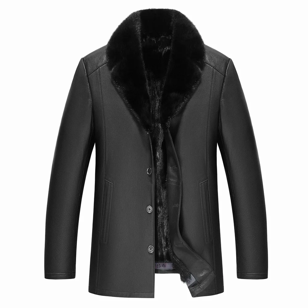 Winter Real Leather Jackets Men Black Genuine Sheepskin Long Coats Natural Mink Lined Fur Collar Fashion Warm GSJF2290
Winter Real Leather Jackets Men Black Genuine Sheepskin Long Coats Natural Mink Lined Fur Collar Fashion Warm GSJF2290