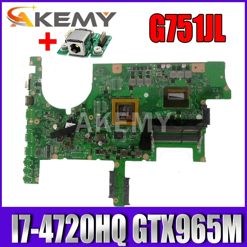 Akmey G751JL Laptop motherboard for ASUS ROG G751J G751JL original mainboard I7-4720HQ GTX965M
Akmey G751JL Laptop motherboard for ASUS ROG G751J G751JL original mainboard I7-4720HQ GTX965M