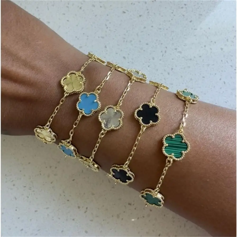 THE BLING KING Five-Leaf Flower Bracelets Link Stainless Steel Clover Bracelet Lucky Star Jewelry For Women Girl Hiphop Jewelry 
THE BLING KING Five-Leaf Flower Bracelets Link Stainless Steel Clover Bracelet Lucky Star Jewelry For Women Girl Hiphop Jewelry