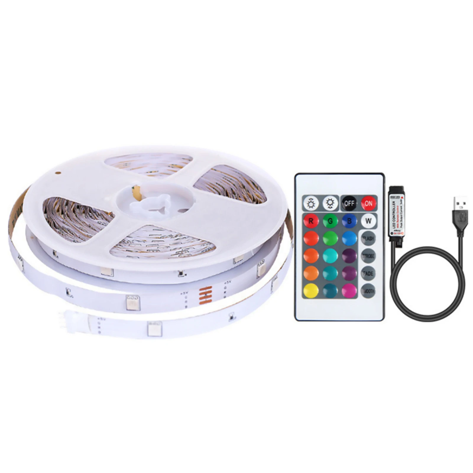 Светодиодная лента 5050 RGB 5 м, многоцветная меняющая свет лента с пультом дистанционного управления 24 клавиши для праздничного украшения комнаты, ТВ-кабинета
Светодиодная лента 5050 RGB 5 м, многоцветная меняющая свет лента с пультом дистанционного управления 24 клавиши для праздничного украшения комнаты, ТВ-кабинета