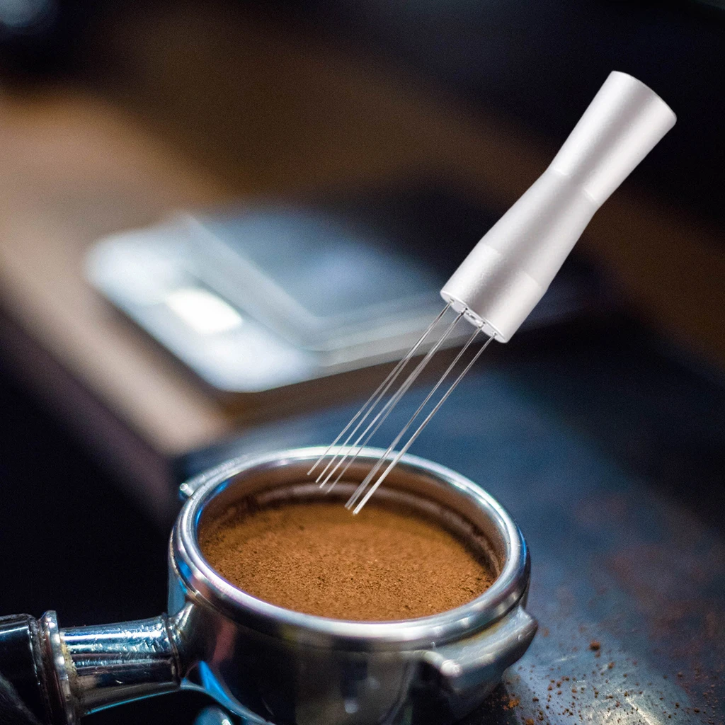 Stainless Steel 6 Stirring Powder Needle Distributor Espresso Coffee Tamper Aluminum Handle Filter Coffee Porfilter Maker Tools
Stainless Steel 6 Stirring Powder Needle Distributor Espresso Coffee Tamper Aluminum Handle Filter Coffee Porfilter Maker Tools