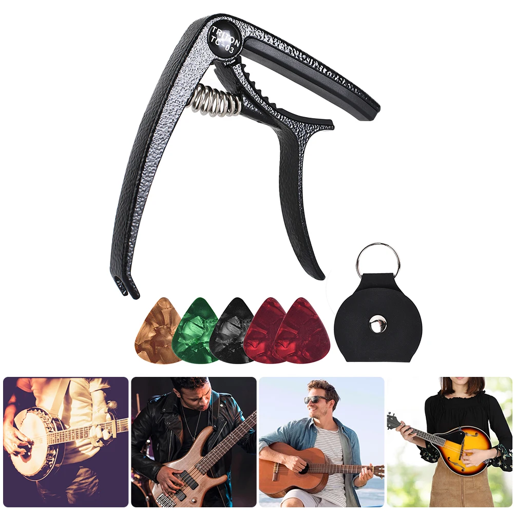 Zinc Alloy Acoustic Electric Guitar Capo Quick Change Clamp with Picks Holder Kits for Tone Adjusting Tool Musical Instrument 
Zinc Alloy Acoustic Electric Guitar Capo Quick Change Clamp with Picks Holder Kits for Tone Adjusting Tool Musical Instrument