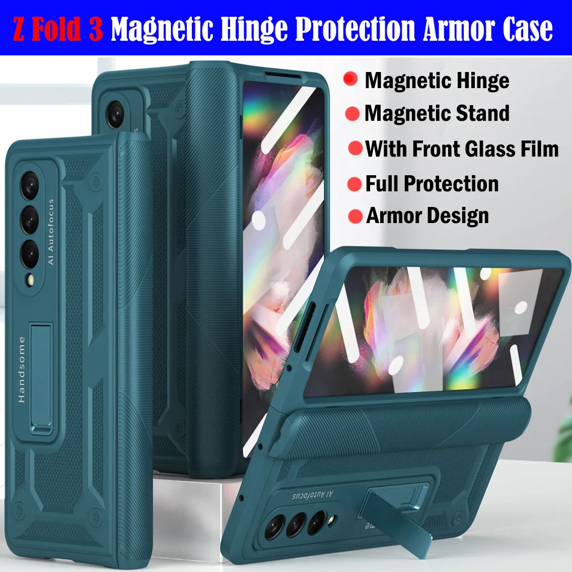 For Samsung Galaxy Z Fold 3 5G Magnetic Hinge Case Full Protection Cover for Samsung Z Fold 3 Magnet Stand Case with Front Flim
For Samsung Galaxy Z Fold 3 5G Magnetic Hinge Case Full Protection Cover for Samsung Z Fold 3 Magnet Stand Case with Front Flim