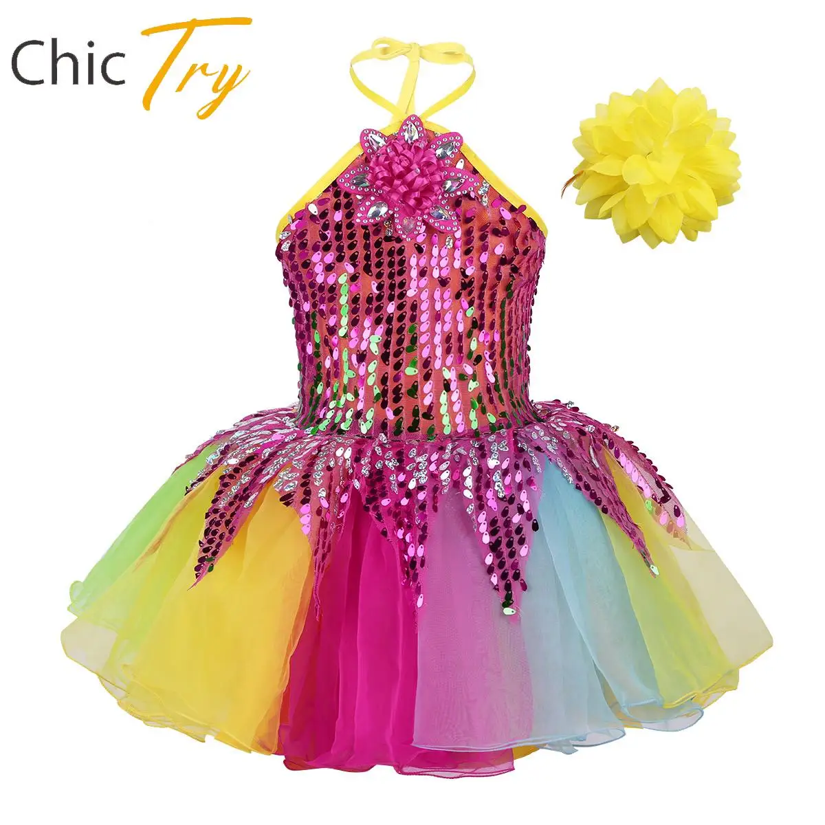 Kids Girls Ballet Tutu Dress Sequins Halter Neck Leotard Tulle Dance Dress with Wristband Set Ballerina Stage Performance Dress
Kids Girls Ballet Tutu Dress Sequins Halter Neck Leotard Tulle Dance Dress with Wristband Set Ballerina Stage Performance Dress