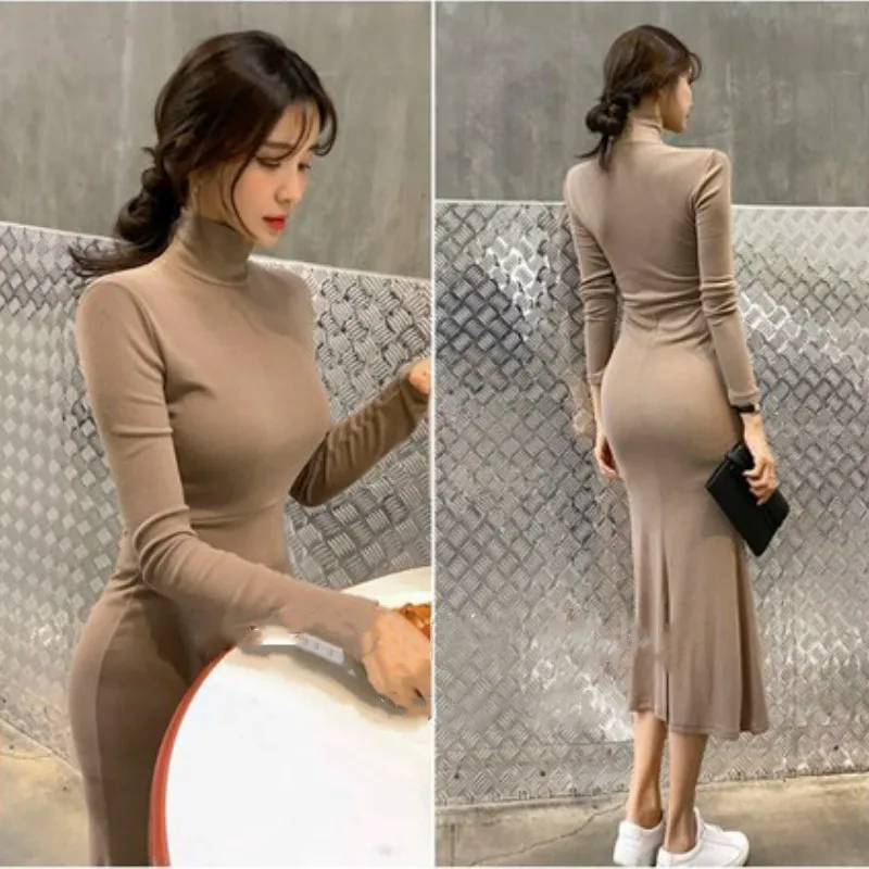 Autumn Winter Bottom Thin Slim Sexy Black Long Sleeve Turtleneck Dress Wrap Hip Korea Chic Wild Retro Elegant Vestido De Mujer
Autumn Winter Bottom Thin Slim Sexy Black Long Sleeve Turtleneck Dress Wrap Hip Korea Chic Wild Retro Elegant Vestido De Mujer
