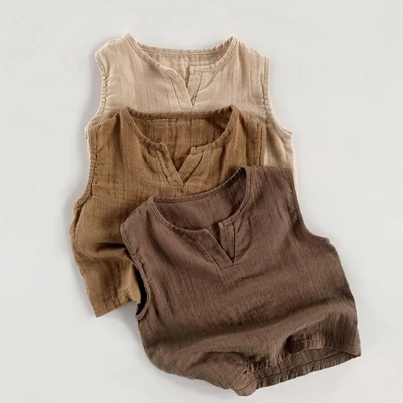 Korean Style Toddler Boys Cotton Linen Sleeveless T Shirts Summer New Pure Color Kids Casual Loose Tanks Children All Match Vest
Korean Style Toddler Boys Cotton Linen Sleeveless T Shirts Summer New Pure Color Kids Casual Loose Tanks Children All Match Vest