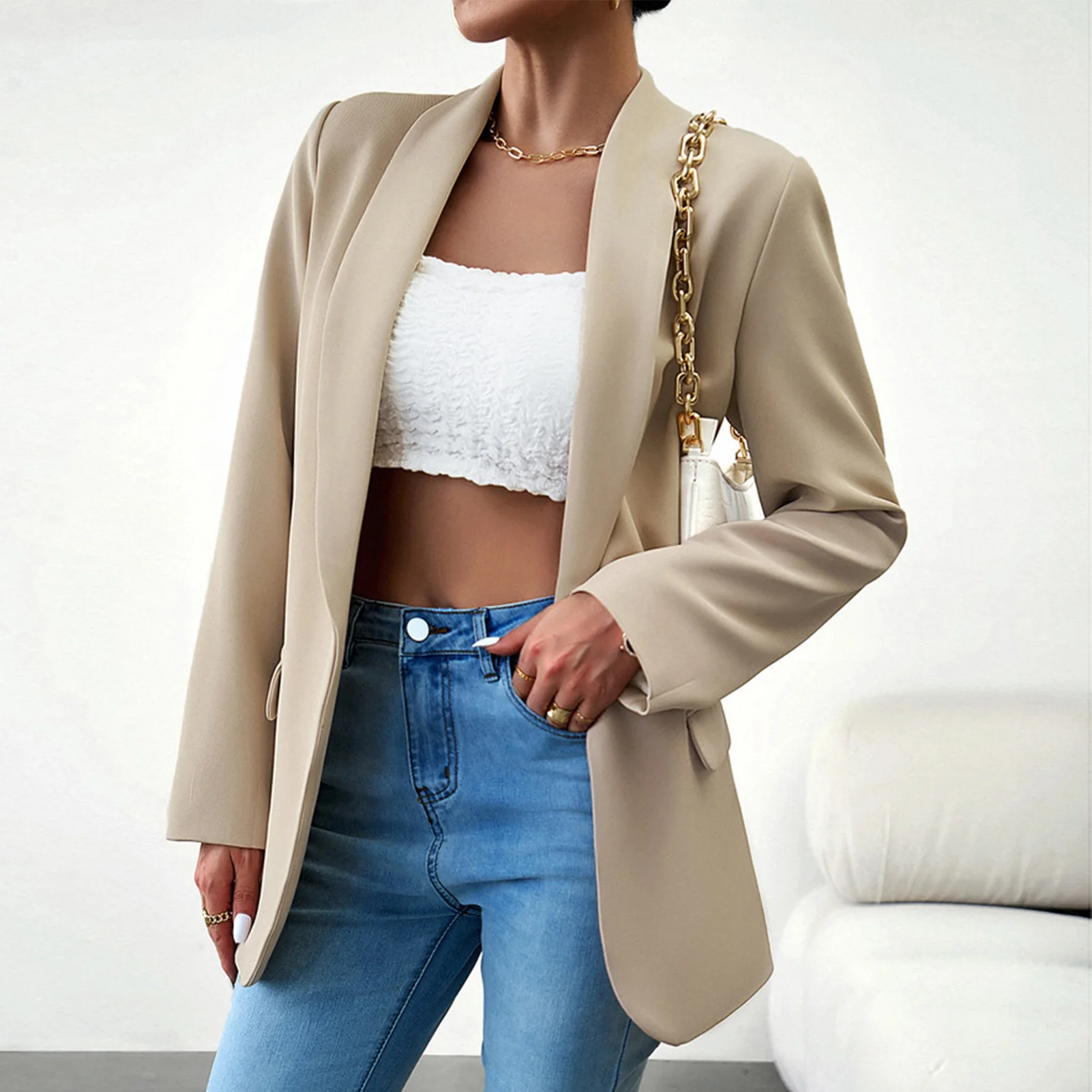 Women Solid Colour Simple Coat Shawl Collar Long Sleeve with Pockets Jackets Fashion Loose Causel Women's Clothing
Women Solid Colour Simple Coat Shawl Collar Long Sleeve with Pockets Jackets Fashion Loose Causel Women's Clothing
