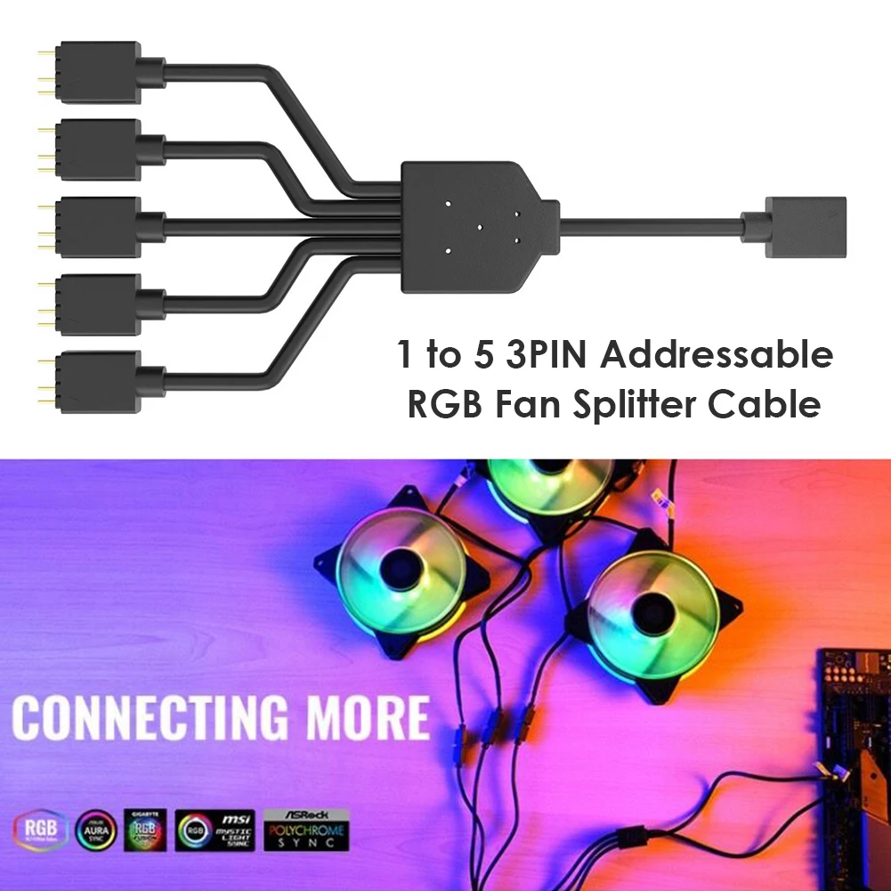 Cord Splitter Cable Computer Accessories for Chassis PC Case CPU 1 to 5 3PIN Addressable RGB Fan Splitter Cable
Cord Splitter Cable Computer Accessories for Chassis PC Case CPU 1 to 5 3PIN Addressable RGB Fan Splitter Cable