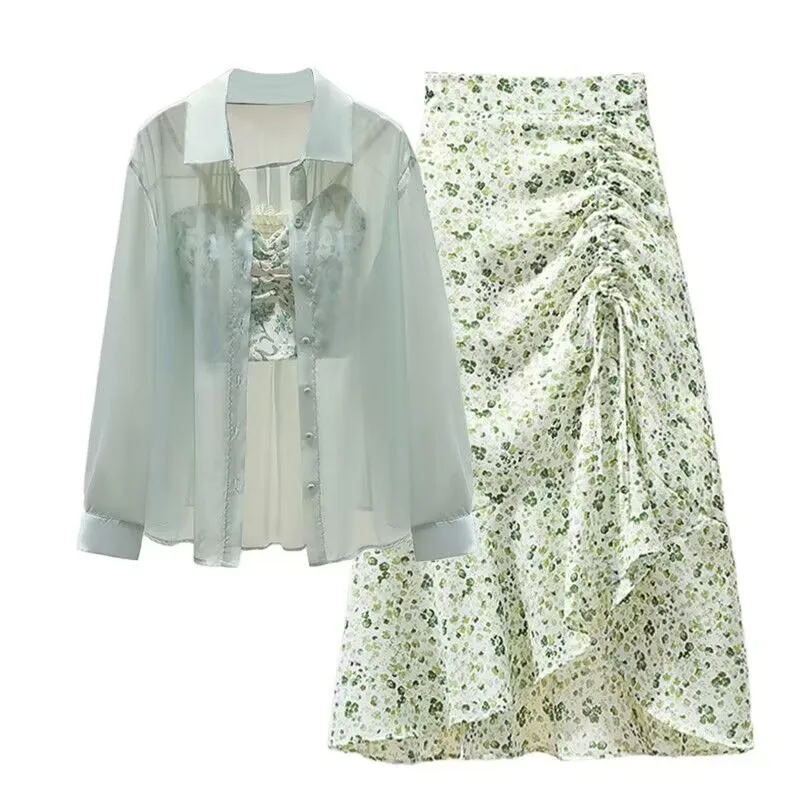 2023 New Spring/Summer Set Style Versatile Shirt Fashion Tank Top Loose Half Skirt Elegant Women's Three Piece Set
2023 New Spring/Summer Set Style Versatile Shirt Fashion Tank Top Loose Half Skirt Elegant Women's Three Piece Set