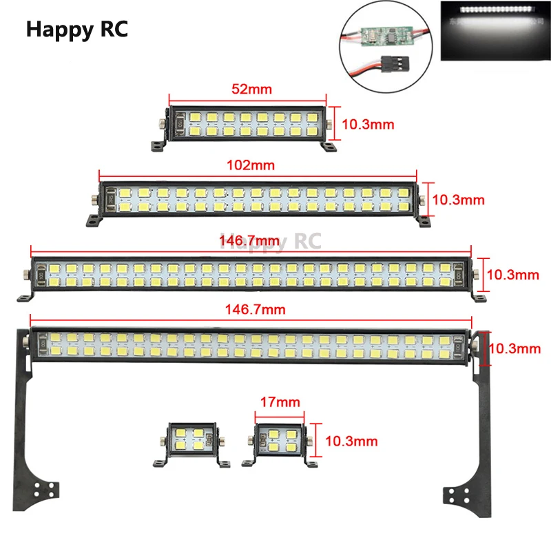 RC Car Roof Lamp 4/18/24/36/50 LED Light Bar for 1/10 Crawler Car Axial SCX10 90046 Traxxas TRX4 SCX24 D90 D110 Capra AXI03007
RC Car Roof Lamp 4/18/24/36/50 LED Light Bar for 1/10 Crawler Car Axial SCX10 90046 Traxxas TRX4 SCX24 D90 D110 Capra AXI03007
