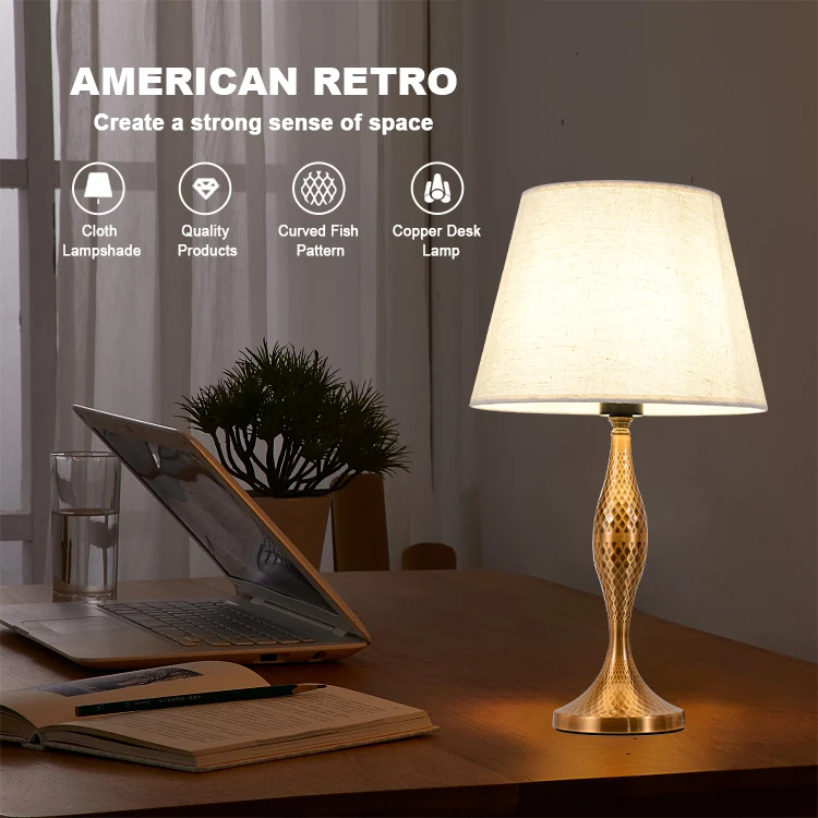 Modern Copper Linen Desk Light Hotel Restaurant Home Bedside Decoration Copper LED/Incandescent Table Lamp 110-220V E26/E27
Modern Copper Linen Desk Light Hotel Restaurant Home Bedside Decoration Copper LED/Incandescent Table Lamp 110-220V E26/E27