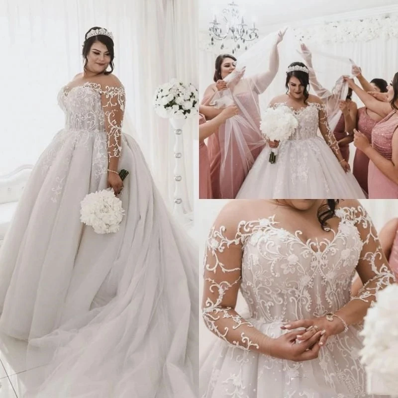 Plus Size A Line Wedding Dresses White For Women Big Vestido De Novia Long Sleeves Tulle Appliqued Lace Beads Pearls Court Train
Plus Size A Line Wedding Dresses White For Women Big Vestido De Novia Long Sleeves Tulle Appliqued Lace Beads Pearls Court Train