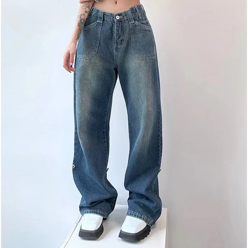 Streetwear Women High Waist Jeans American Retro Loose Wide Leg Pants Spring Fashion All Match Female Straight Leg Denim New
Streetwear Women High Waist Jeans American Retro Loose Wide Leg Pants Spring Fashion All Match Female Straight Leg Denim New