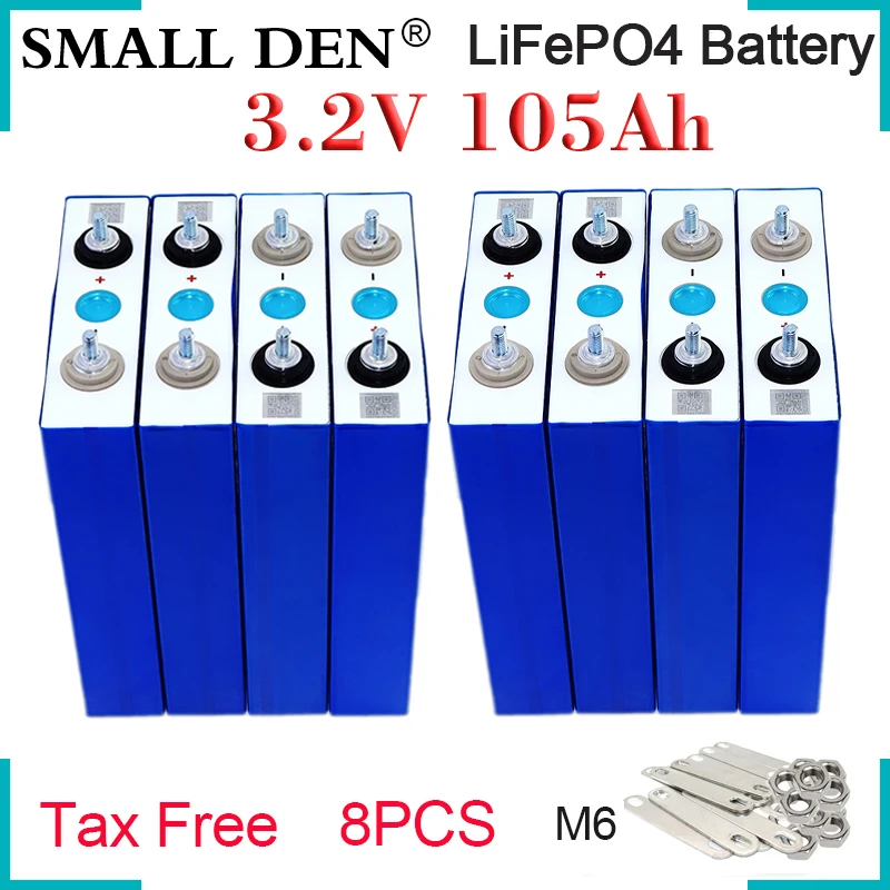 8PCS Original 3.2V 105Ah Lifepo4 Battery Pack 3C High poweror 12V 24V E-car boat RV off-grid Inverter Home Solar Wind energy DIY
8PCS Original 3.2V 105Ah Lifepo4 Battery Pack 3C High poweror 12V 24V E-car boat RV off-grid Inverter Home Solar Wind energy DIY