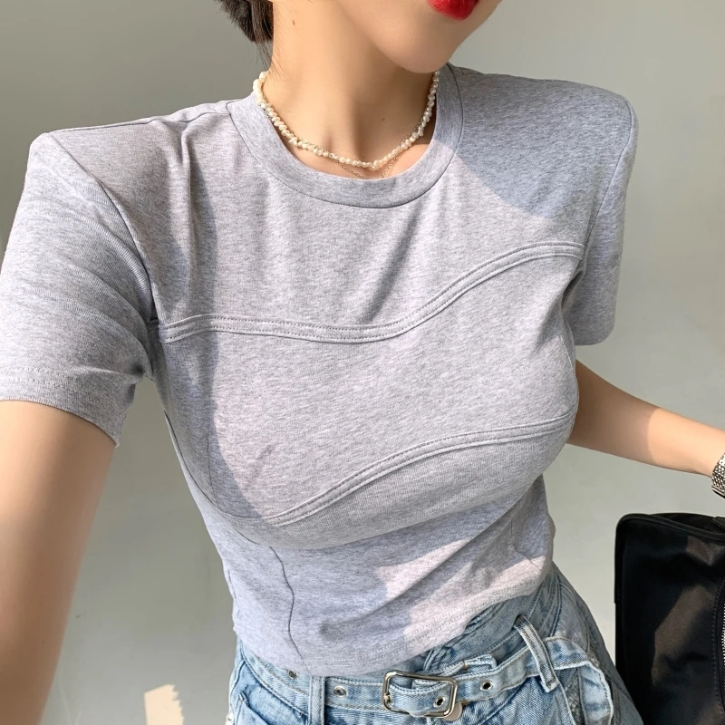 Women Casual O-Neck Slim Stretch High Street Fashion Crop Tops Solid Color Shoulder Pad Short Sleeve T-shirts Female Tshirt Sexy
Women Casual O-Neck Slim Stretch High Street Fashion Crop Tops Solid Color Shoulder Pad Short Sleeve T-shirts Female Tshirt Sexy