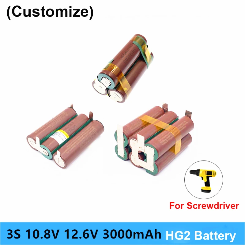 12V 18650 hg2 battery 6000mAh 20amps for 12.6v screwdriver battery weld soldering strip 3S 3S2P 12.6v battery pack (customize)
12V 18650 hg2 battery 6000mAh 20amps for 12.6v screwdriver battery weld soldering strip 3S 3S2P 12.6v battery pack (customize)