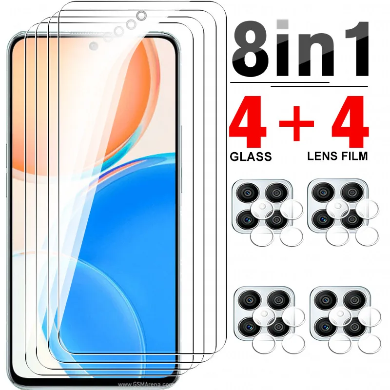 

8in1 Camera Film Protective Glass Honorx8 Tempered Screen Protectors For Honor X8 honar honar x8 x 8 6.7" Glass Full Cover Films