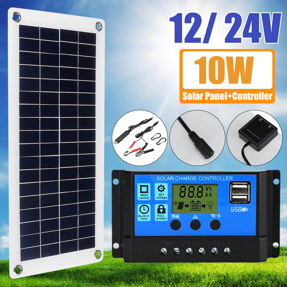 Portable Solar Panel Kit Solar Charge Controller and Panel Combo 10A-60A Dual USB Outputs Solar Controller for Caravan Boat
Portable Solar Panel Kit Solar Charge Controller and Panel Combo 10A-60A Dual USB Outputs Solar Controller for Caravan Boat