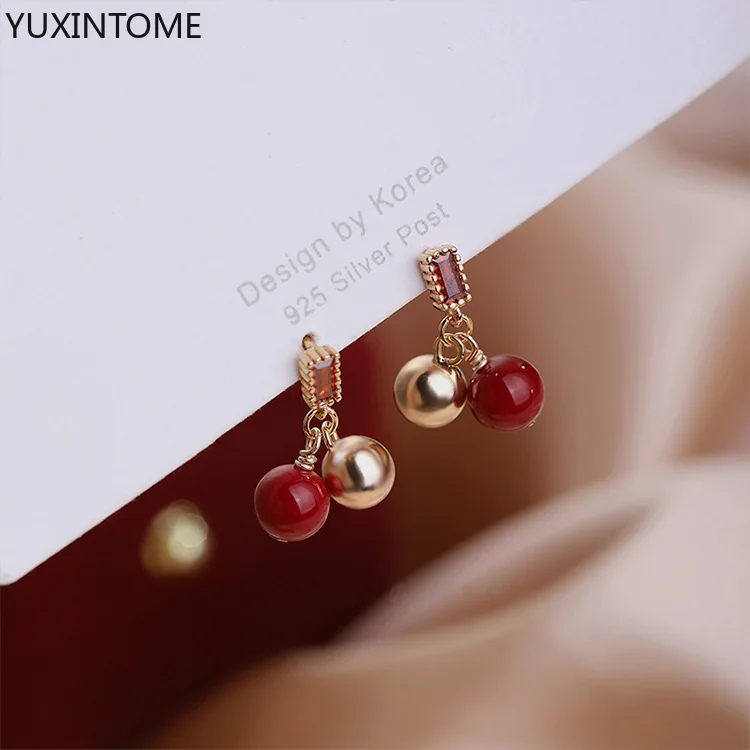 925 Silver Ear Needle Korean Elegance Stud Earrings for Women Red Zircon Ball Pendant Earrings Exquisite Jewelry Pendientes
925 Silver Ear Needle Korean Elegance Stud Earrings for Women Red Zircon Ball Pendant Earrings Exquisite Jewelry Pendientes