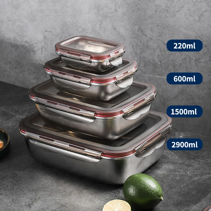 220/600/1500/2900ml 304 Stainless Steel Lunch Box Rectangular Sealed Food Fresh-keeping Boxes Office Picnic Bento Box Containers
220/600/1500/2900ml 304 Stainless Steel Lunch Box Rectangular Sealed Food Fresh-keeping Boxes Office Picnic Bento Box Containers