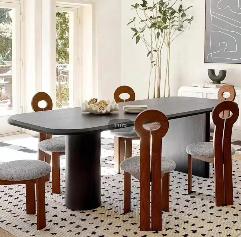 Nordic Minimalist Black Solid Wood Dining Table, Small Family Size, Retro Original Wood Dining Table, Quiet Wind Coffee Table
Nordic Minimalist Black Solid Wood Dining Table, Small Family Size, Retro Original Wood Dining Table, Quiet Wind Coffee Table