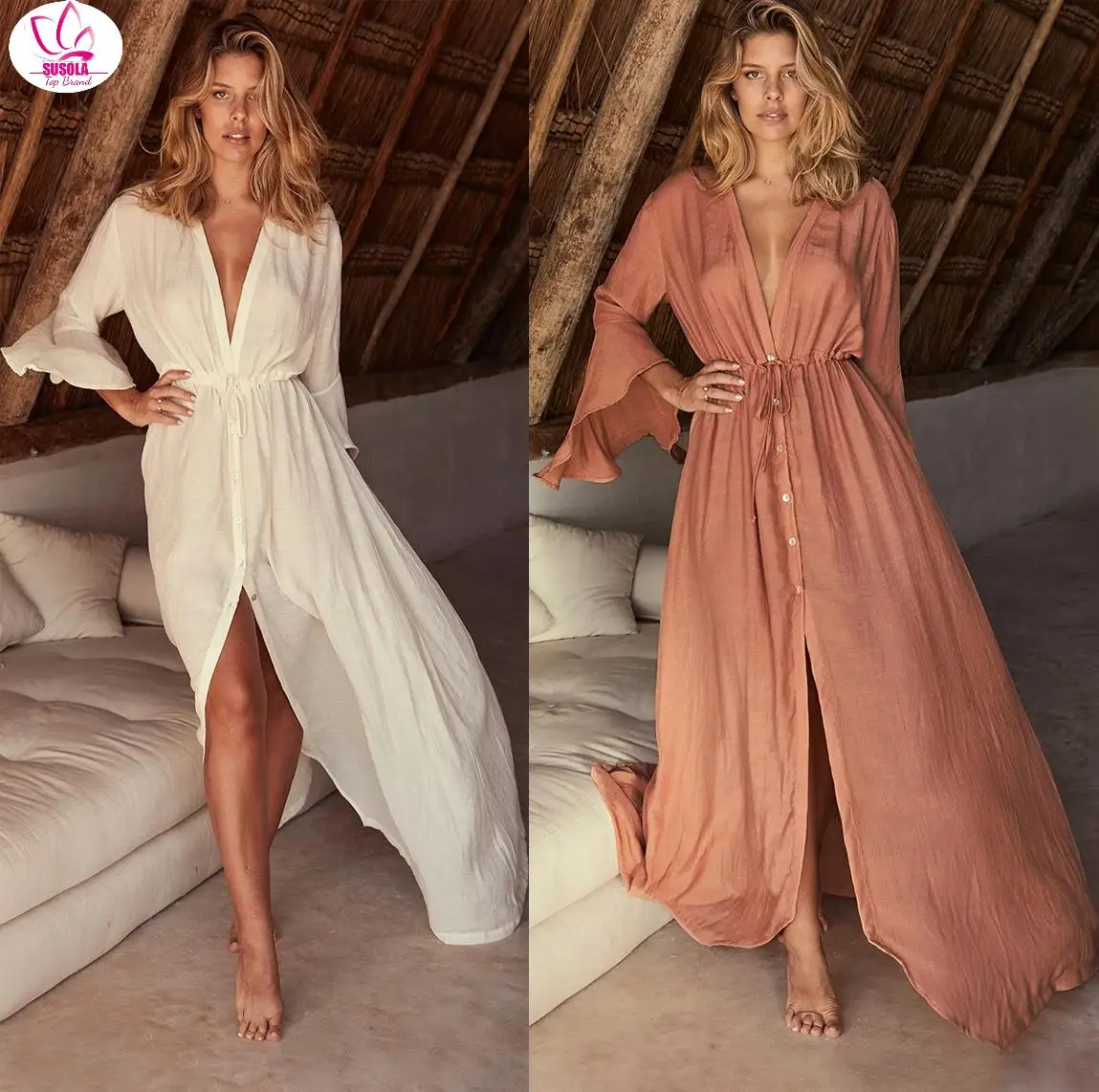 2022 Beach Long Maxi Dress Women Beach Cover Up Tunic Pareo White V Neck Dress Robe Swimwear Cover Up Bikini Beachwear
2022 Beach Long Maxi Dress Women Beach Cover Up Tunic Pareo White V Neck Dress Robe Swimwear Cover Up Bikini Beachwear