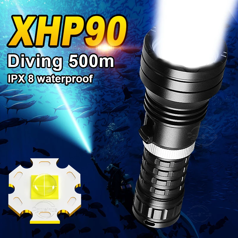 Super Powerful Diving LED Flashlight XHP90 Rechargeable Underwater Lamp High Power Diving Torch Light Waterproof Camping Lantern
Super Powerful Diving LED Flashlight XHP90 Rechargeable Underwater Lamp High Power Diving Torch Light Waterproof Camping Lantern